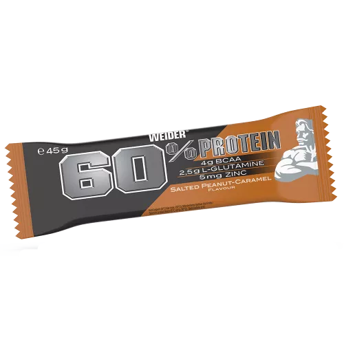 Протеиновый батончик Weider 60% Protein bar 45 г Salted peanut-Caramel 24 шт. (4044782909270) - фото №3