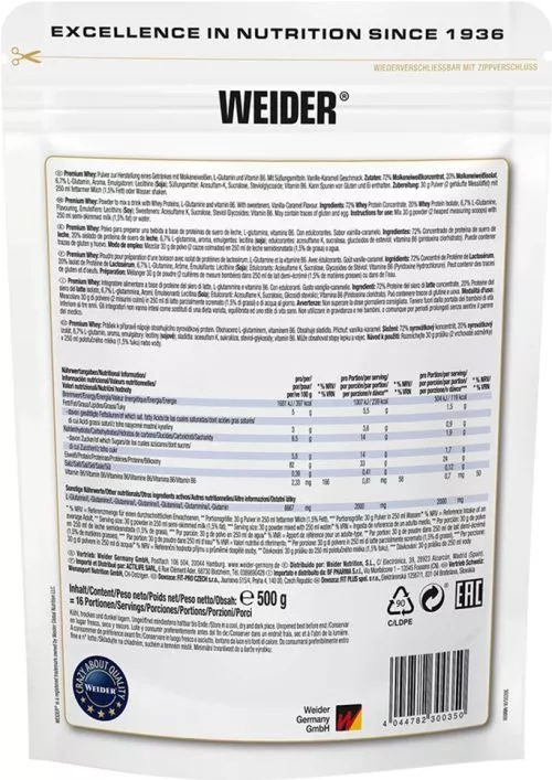 Протеїн Weider Premium Whey Protein 500 г Ваніль-Карамель (4044782300350) - фото №4