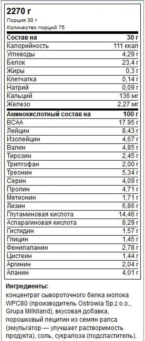 Протеин OstroVit Standart WPC 80 2.27 кг Natural (5902232610802) - фото №2