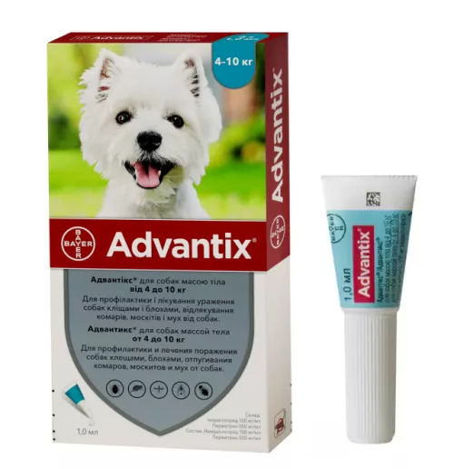 Bayer Advantix 4 - 10 кг Краплі на холку для собак від зовнішніх паразитів 1 піпетка - фото №3
