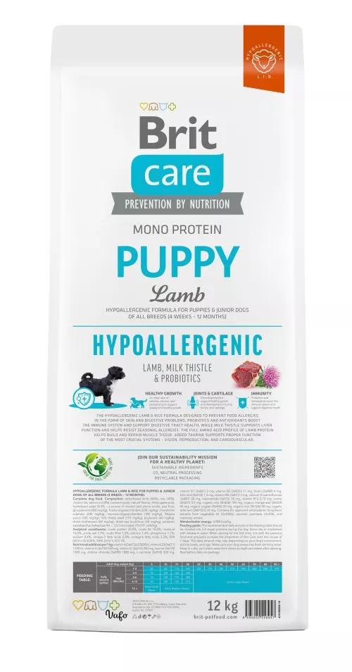 Сухой корм Brit Care Dog Hypoallergenic Puppy для щенков, гипоаллергенный с ягненком, 12 кг (172213) - фото №4