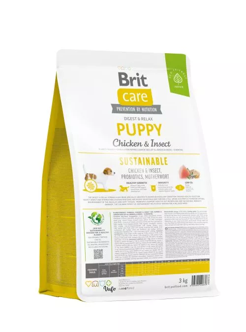 Сухий корм Brit Care Dog Sustainable Puppy для цуценят, з куркою та комахами, 3 кг (172170) - фото №3