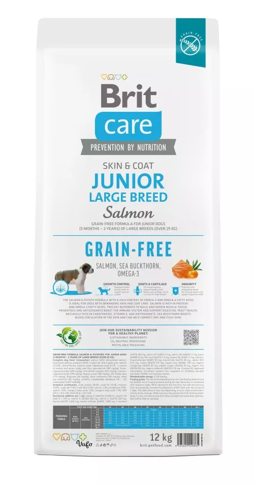Сухой корм Brit Care Dog Grain-free Junior Large Breed для молодых собак больших пород, беззерновой с лососем, 12 кг (172201) - фото №5