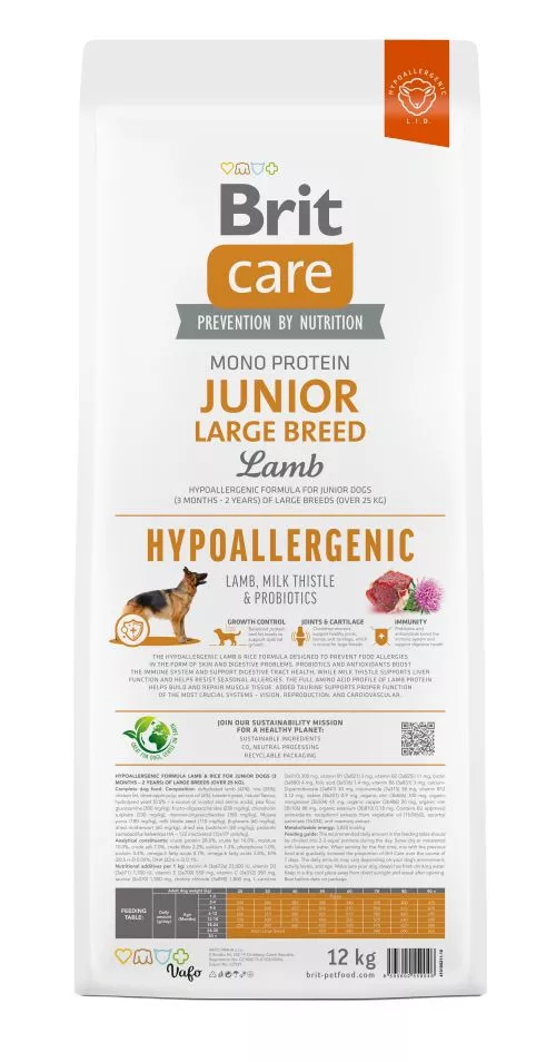 Сухой корм Brit Care Dog Hypoallergenic Junior Large Breed для молодых собак больших пород, гипоаллергенный с ягненком, 12 кг (172219) - фото №5