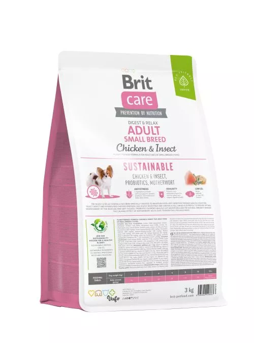 Сухой корм Brit Care Dog Sustainable Adult Small Breed для собак малых пород, с курицей и насекомыми, 3 кг (172173) - фото №3