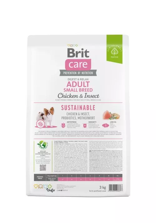 Сухий корм Brit Care Dog Sustainable Adult Small Breed для собак малих порід, з куркою та комахами, 3 кг (172173) - фото №4