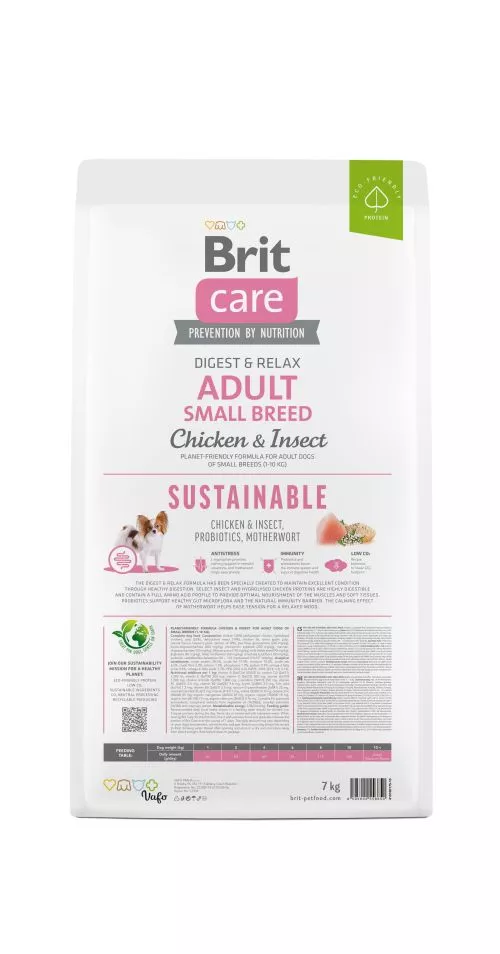 Сухий корм Brit Care Dog Sustainable Adult Small Breed для собак малих порід, з куркою та комахами, 7 кг (172174) - фото №5