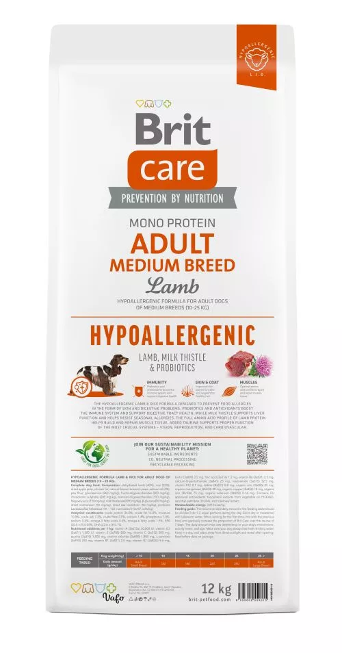 Сухий корм Brit Care Dog Hypoallergenic Adult Medium Breed для собак середніх порід, гіпоалергенний з ягням, 12 кг (172216) - фото №4