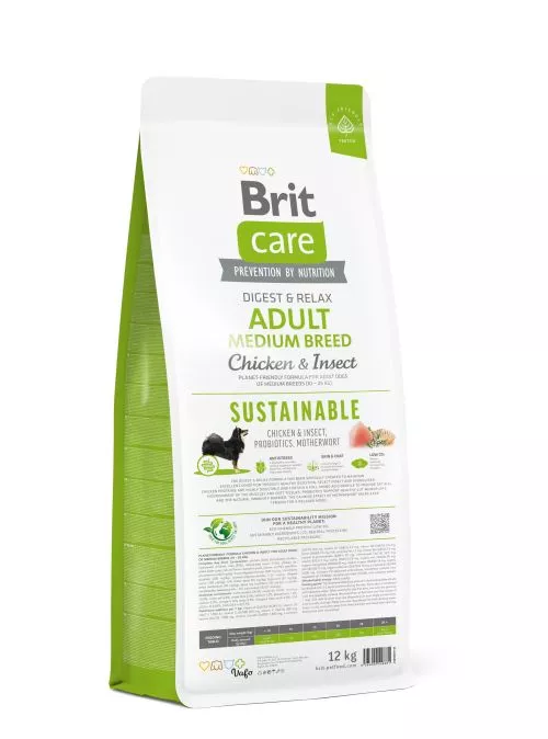 Сухой корм Brit Care Dog Sustainable Adult Medium Breed для собак средних пород, с курицей и насекомыми, 12 кг (172177) - фото №3