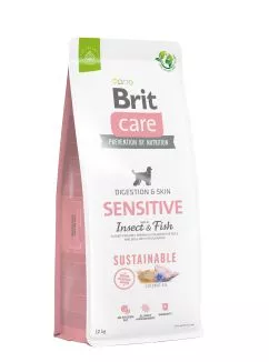 Сухий корм Brit Care Dog Sustainable Sensitive для собак з чутливим травленням, з рибою та комахами, 12 кг (172189)