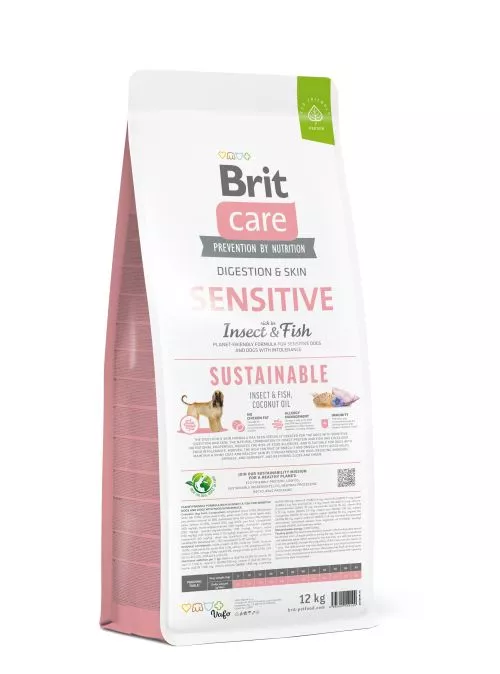 Сухий корм Brit Care Dog Sustainable Sensitive для собак з чутливим травленням, з рибою та комахами, 12 кг (172189) - фото №3