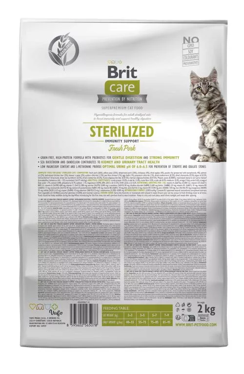 Сухий корм Brit Care Cat by Nutrition Sterilized Immunity Support для стерилізованих котів, зі свининою, 2 кг (172545) - фото №2