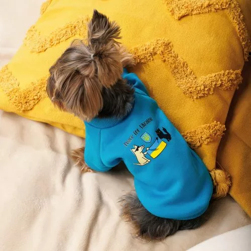 Толстовка Pet Fashion "Peace for Ukraine" для собак, размер M, голубая - фото №3