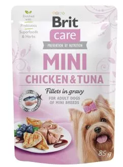 Вологий корм Brit Care Mini для собак, з філе курки та тунця в соусі, 85 г (100912/100217/4425)