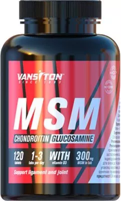 Хондропротектор Vansiton Хондроїтин + Глюкозамін + MSM 120 таблеток (4820106592201)