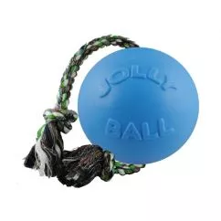 Іграшка для собак М'яч з канатом ROMP-N-ROLL 16 см блакитний Jolly Pets (606BL)