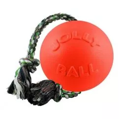 Мяч с канатом для собак ROMP-N-ROLL 16 см Оранжевый (606OR)
