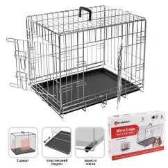 Клітка Flamingo WIRE CAGE 2-х дверна хромована для собак , 63х43х49 см (1030062)