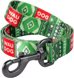 Повідець для собак нейлоновий Collar WAUDOG Nylon, малюнок "Етно зелений", L, Ш 25 мм, Дов 122 см (4657)
