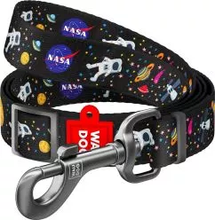 Повідець для собак нейлоновий Collar WAUDOG Nylon, малюнок "NASA", регульований, M, Ш 20 мм, Дов 152-183 см (5313)