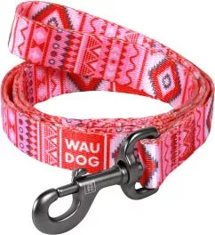 Поводок для собак нейлоновый Collar WAUDOG Nylon, рисунок "Этно красный", L, Ш 25 мм, Длинна 122 см (4671)