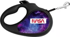 Поводок-рулетка для собак WAUDOG R-leash, рисунок "NASA21", L, до 50 кг, 5 м, светоотражающая лента, Черный (8126-0148-01Collar)