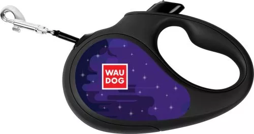 Повідець-рулетка для собак WAUDOG R-leash, малюнок "Більше космосу", світловідбивна стрічка, XS, до 12 кг, 3 м, Чорний (8123-0126-01Collar) - фото №3