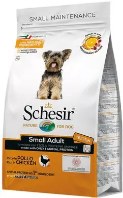 Сухий монопротеїновий корм для дорослих собак малих порід Schesir Dog Small Adult Chicken з куркою 800 г (8005852150004)