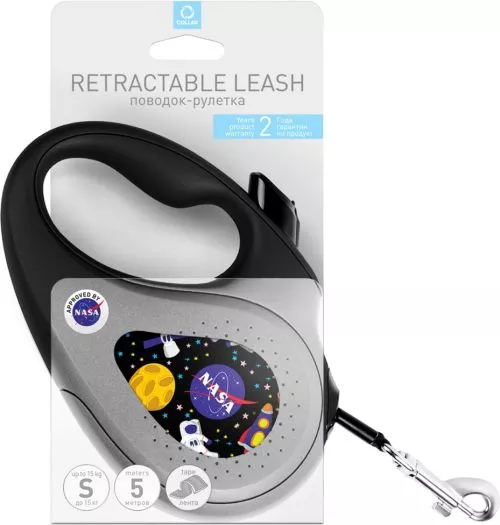 Повідець-рулетка для собак Collar WAUDOG R-leash, малюнок "NASA", S, до 15 кг, 5 м, світловідбиваюча стрічка (8124-0047-01) - фото №2