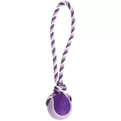 Мяч Flamingo Cotton Rope With Tennis Ball ФЛАМИНГО КОТТОН РОУП на канате игрушка для собак, L, 9,5х9,5х50 см (514550)