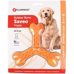 Игрушка Flamingo Rubber Flexo Saveo Triple Bone Chicken ФЛАМИНГО САВЕО ТРОЙНАЯ КОСТЬ для собак, рези, 15,5х14 см (519525)