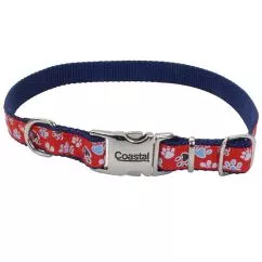 Нашийник Coastal Pet Attire Ribbon для собак, 2,5 х46-66 см , Червоний з лапками (61971_RWP26)