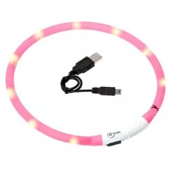 Нашийник Flamingo VISIO LIGHT LED для собак, що світиться, 70см , Рожевий , макс. длина 70 см (64907)