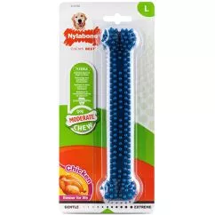 Жевательная игрушка Nylabone Moderate Chew Dental Bone НИЛАБОН ДЕНТАЛ БОУН кость для собак, вкус кур, L, для собак до 23 кг, Курица, 20,3x4,4x3,2 см (81281)