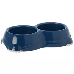 Миска Moderna СМАРТИ двойная пластиковая для собак и кошек №1, 2Х330 мл, d-11 см, Черничный (H106331)