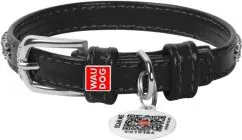 Ошейник для собак кожаный Collar WAUDOG Glamour с QR паспортом, без украшений, Ш 12 мм, Дл 21-29 см черный (32561)