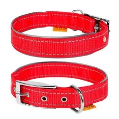 Нашийник Collar "Dog Extremе" нейлоновий подвійний зі світловідбивною вставкою (ширина 25мм, довжина 38-48 см) червоний (67043)