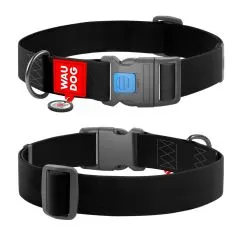 Ошейник для собак водостойкий Collar WAUDOG Waterproof c QR паспортом, пластиковый фастекс, XXL, Ш 40 мм, Дл 46-70 см, черный (25111)