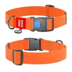 Ошейник для собак водостойкий Collar WAUDOG Waterproof c QR паспортом, пластиковый фастекс, XXL, Ш 40 мм, Дл 46-70 см, оранжевый (25114)