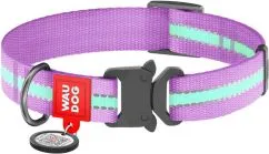 Ошейник для собак нейлоновый Collar WAUDOG Nylon c QR паспортом, светящийся/светоотражающий, пластиковый фастекс, Ш 25 мм, Дл 37-58 см фиолетовый (45659)