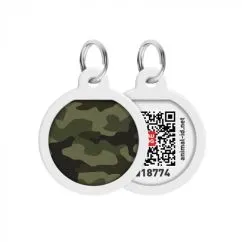 Адресник металлический WAUDOG Smart ID c QR паспортом, "Камо зелёный", круг, 25 мм (0625-0205)