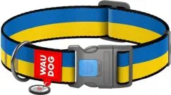 Нашийник для дрібних порід собак нейлоновий Collar WAUDOG Nylon з QR-паспортом, малюнок "Colors of freedom", пластиковий фастекс, XS, Ш 10 мм, Дл 20-30 см (2...