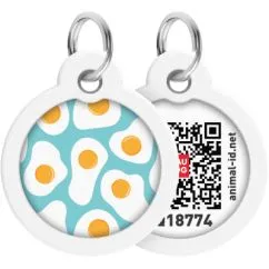 Адресник металлический WAUDOG Smart ID c QR паспортом, "Яичница", 30 мм (230-0213)