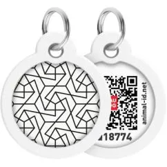 Адресник металлический WAUDOG Smart ID c QR паспортом, "Геометрия", 30 мм (230-0202)