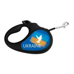 Повідець-рулетка для собак Collar WAUDOG R-leash, малюнок "Прапор", M, до 25 кг, 5 м, світловідбиваюча стрічка чорний (8125-0229-01)