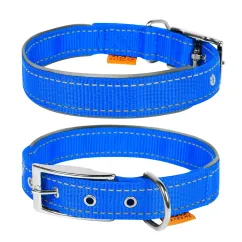 Ошейник Collar "Dog Extremе" нейлоновый двойной со светоотражающей вставкой (ширина 40мм, длина 60-72 см) голубой (64542)