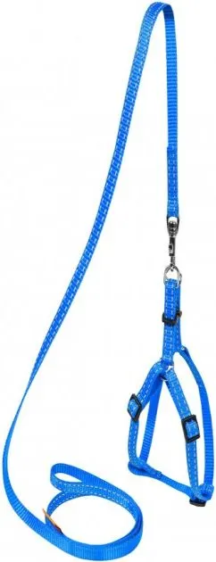 Шлей "Dog Extremе" нейлонова регульована з повідцем для мор.свинок, декор.щур(ширина 10мм, довжина 115см, В:12-22 см) блакитний (7012)