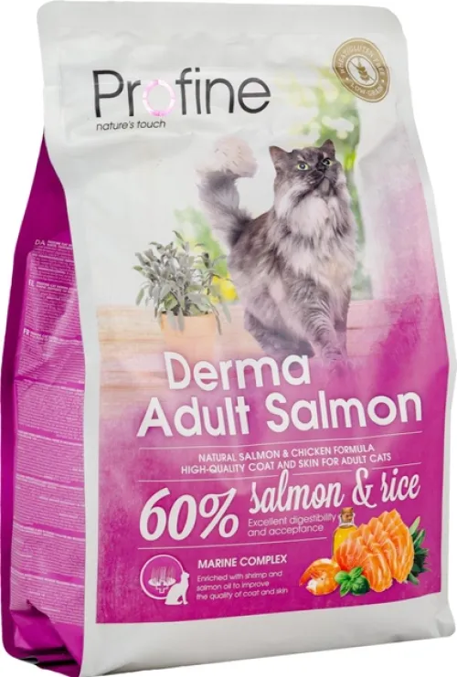 Сухий корм для котів, шерсть яких вимагає додаткового догляду Profine Cat Derma 2 кг (лосось) (170572/7763) - фото №2