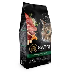 Сухой корм Savory для взрослых привередливых котов 2 кг со вкусом индейки и утки (30051) Savory Gourmand Fresh Turkey & Duck