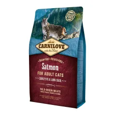 Сухой корм для кошек с чувствительным пищеварением Carnilove Cat Salmon - Sensitive & Long Hair 2 кг (лосось) (170198/2287)